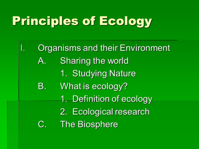 principles of ecology principles of ecology